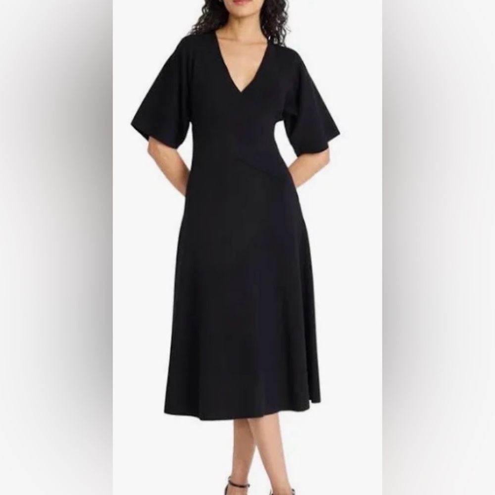 George Black Sheath Dress with V-Neck and Dolman Sleeves